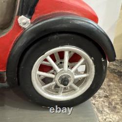 Vtg Large Fiberglass-Plastic-Resin Bugatti Speedway Roadster Car WithDriver 23in L