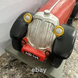 Vtg Large Fiberglass-Plastic-Resin Bugatti Speedway Roadster Car WithDriver 23in L