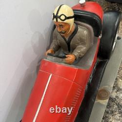 Vtg Large Fiberglass-Plastic-Resin Bugatti Speedway Roadster Car WithDriver 23in L