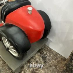 Vtg Large Fiberglass-Plastic-Resin Bugatti Speedway Roadster Car WithDriver 23in L