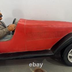 Vtg Large Fiberglass-Plastic-Resin Bugatti Speedway Roadster Car WithDriver 23in L