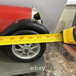 Vtg Large Fiberglass-Plastic-Resin Bugatti Speedway Roadster Car WithDriver 23in L