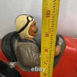 Vtg Large Fiberglass-Plastic-Resin Bugatti Speedway Roadster Car WithDriver 23in L