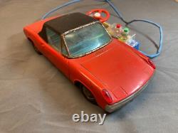 Vtg Red Bandai Porsche 914 Battery Operated Remote Controlled Toy Tin Car Rare