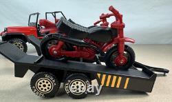Vtg TONKA Jeep with Trailer & Dual Motorcycles Retro 70's Toy