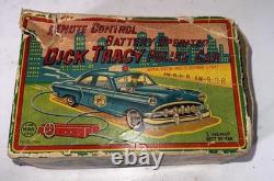 Vtg Tin Dick Tracy Police Car Battery Operated Remote Control By Line Mar Toys