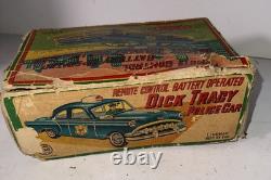 Vtg Tin Dick Tracy Police Car Battery Operated Remote Control By Line Mar Toys