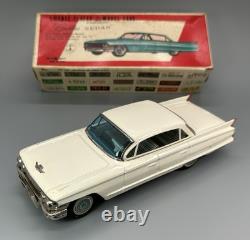 Vtg Tin Friction 1962 Cadillac Sedan withBox / Bandai Toys Japan / Man Cave Decor