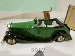 Vtg Tri-ang Minic Clockwork Toy Bentley Tourer 37m Green, Box & Key All Original