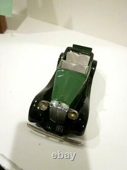 Vtg Tri-ang Minic Clockwork Toy Bentley Tourer 37m Green, Box & Key All Original