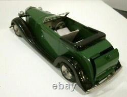 Vtg Tri-ang Minic Clockwork Toy Bentley Tourer 37m Green, Box & Key All Original