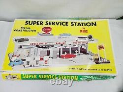 Vtg Unused Box Marx Super Service Station Garage Pump Car Sign Toy Playset 99.9%