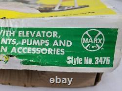 Vtg Unused Box Marx Super Service Station Garage Pump Car Sign Toy Playset 99.9%