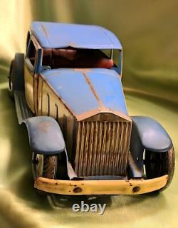 Vtg Wind Up Lithograph Toy Car Mettoy Rolls Royce Tinplate England