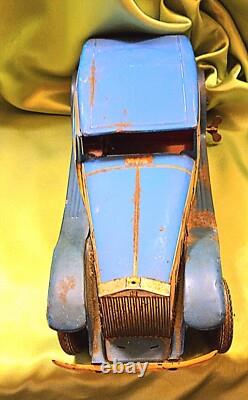 Vtg Wind Up Lithograph Toy Car Mettoy Rolls Royce Tinplate England