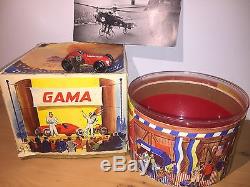 Western Germany Gama Dare Devill Race Insane Rare Wind Up Tin Toy Race Car Boxed