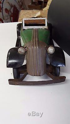 WIND UP ROBOT CAR ELECTRIC LIGHTS GIANT 15-1/2'' AUTOMATIC TOY CORP. NEW YORK