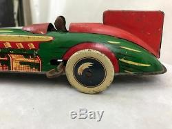 Wells Brimtoy Tin-plate Clockwork Land Speed Record Model Racing Car Vintage Car