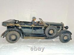 Ww2 Tippco Tin Wind Up Leader Mercedes Car Toy German Soldier Lineol Elastolin