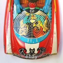 X-Rare 1966 BATMOBILE BATMAN CAR/TANK Litho Tin Friction Toy Yanoman Japan withBox