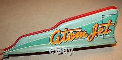 Yonezawa 1958 Large Atom Jet Racer 27 Tin Toy Friction Car Original Tail Fin
