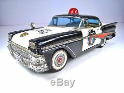 YONEZAWA Tin Friction 1958 Ford Police Car 12.25 Very Good Condition