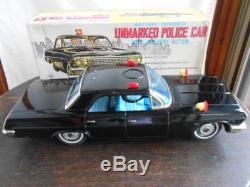 YONEZAWA Unmarked Police Car Tin plate Minicar Vintage Extra rare Collectible
