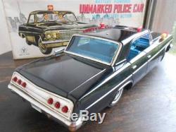 YONEZAWA Unmarked Police Car Tin plate Minicar Vintage Extra rare Collectible
