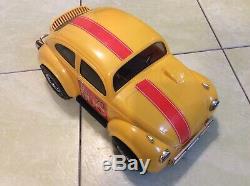 Yellow COX Baja Bug 73 with Engine Paperwork VW Car Vintage Tether Toy NICE LQQK