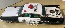 Yonezawa Tinplate Friction Cadillac Police Patrol Car- Japan 1961