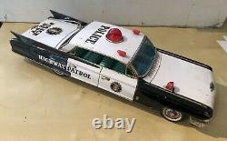 Yonezawa Tinplate Friction Cadillac Police Patrol Car- Japan 1961