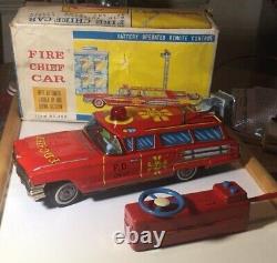 Yonezawa Toyama FIRE CHIEF CAR tin toy Made in JAPAN vintage