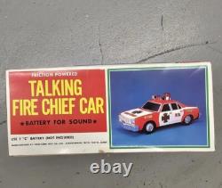 Yonezawa Vintage Talking Fire Chief Car With Original Box Complete Working Cond