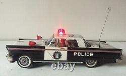 Yonezawa (japan) Battery Operated Tinplate Lincoln Police Highway Patrol Car