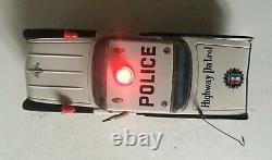 Yonezawa (japan) Battery Operated Tinplate Lincoln Police Highway Patrol Car